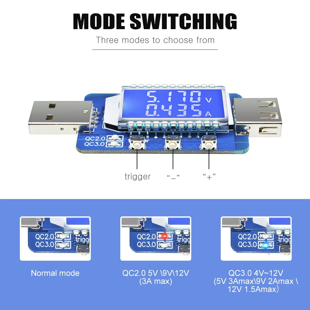 QC3.0 QC2.0 смарт-триггер ЖК-дисплей usb-тестер DC 4 V-28 V Цифровой вольтметр Амперметр постоянного тока 12V 24V USB Зарядное устройство Доктор детектор Напряжение метр