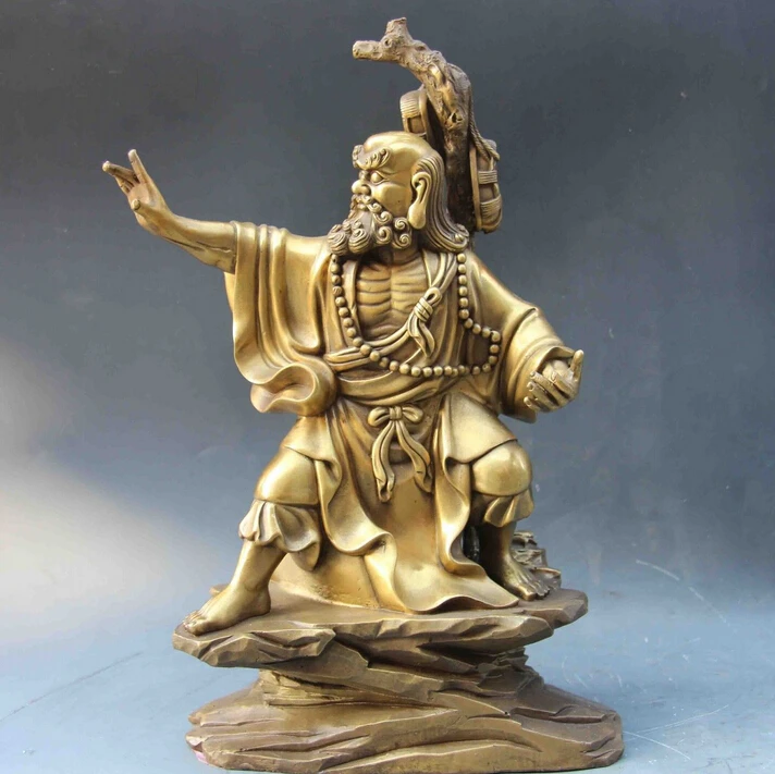 

Free Shipping Tibet Buddhism Temple Pure Brass Copper Damour DaMo Bodhidharma Buddha Statue