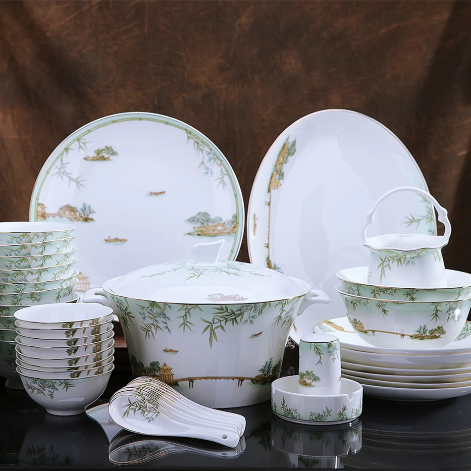 High Grade Bone China Tableware Ceramic Bowl Dish Set Banquet 