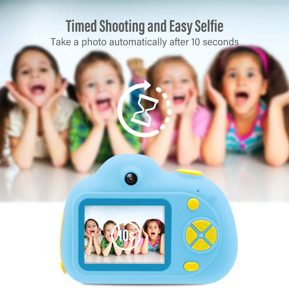 Детская камера 8.0MP перезаряжаемая цифровая фронтальная и задняя селфи-камера детская видеокамера игрушки подарок 16 Гб карта памяти в комплекте(синий