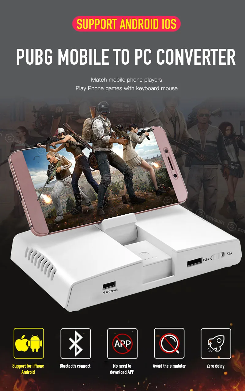 Bluetooth Gameing клавиатура переходник для мыши для Ipad Iphone Android смартфон PUBG мобильный адаптер геймпада с держателем для телефона