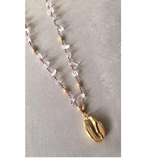 Боло богемное женское длинное большое ожерелье с кулоном в виде раковины каури Collana di conchiglie Collier de coquillage Collar de concha