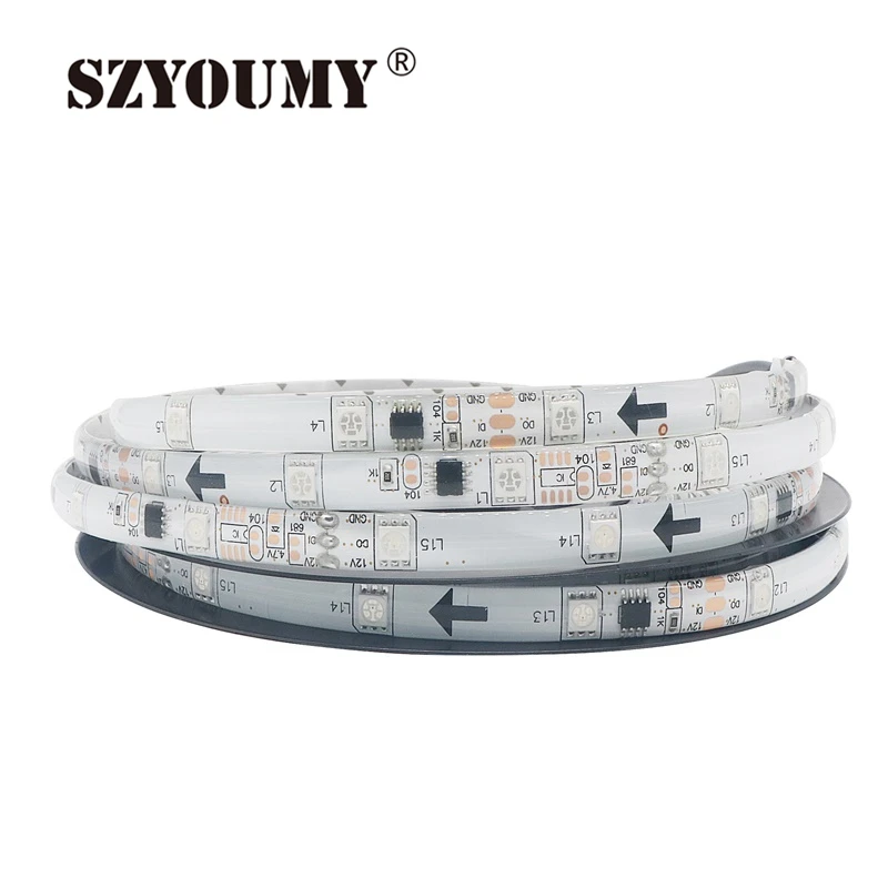 SZYOUMY WS 2811 светодиодный полосы мечта Цвет 30 светодиодный s/М DC 12 В 5050 RGB автоматическое изменение Цвет гибкие ленты IP 65 Водонепроницаемый свет