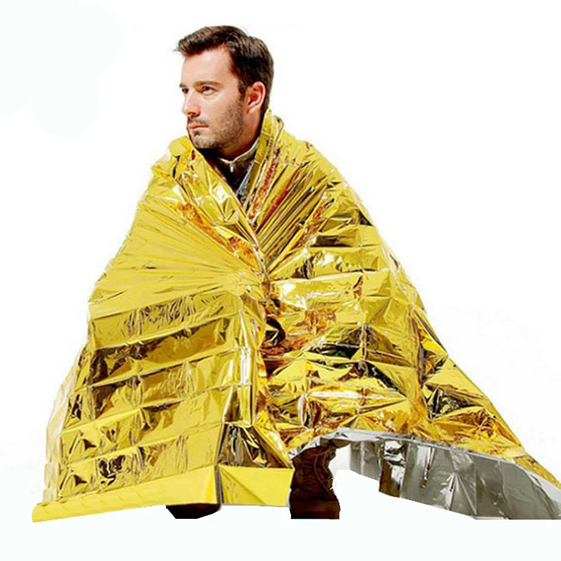 

140X210Cm Outdoor Camping Portable Fold Survival Blanket Waterproof Windproof Aluminum Foil Thermal Insulation Emergency DLY001