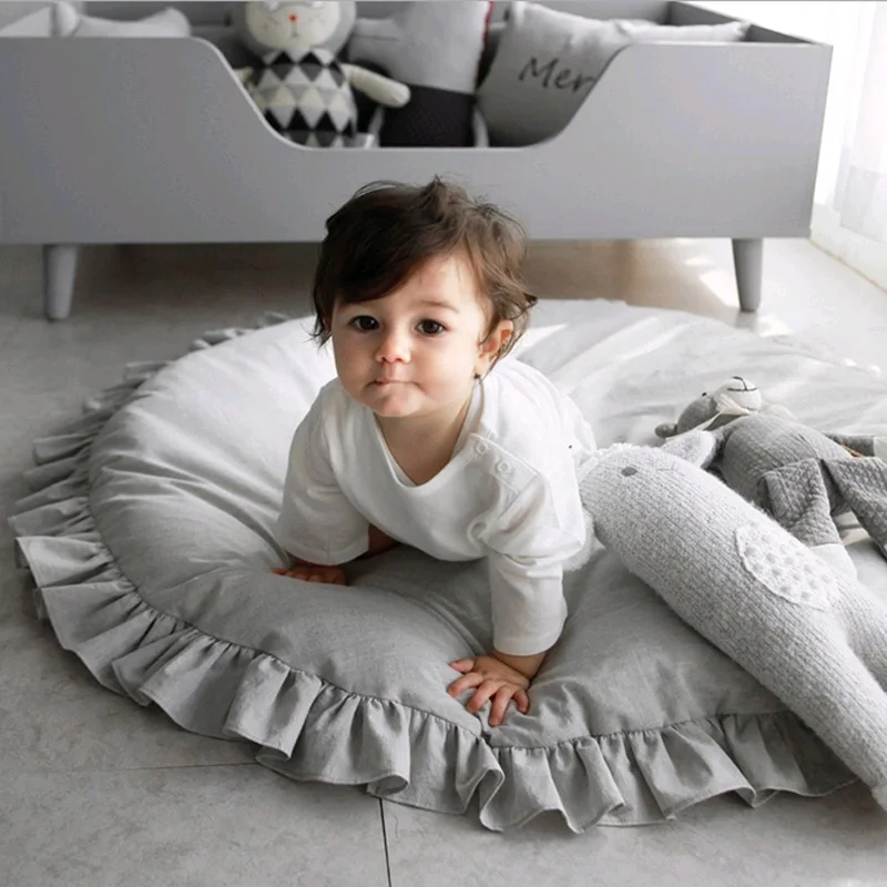 Мягкие игровые коврики для новорожденных, одеяло, хлопок, ползающий коврик для лазания, развивающий коврик для детской комнаты, ковер, круглые коврики, скандинавский Декор