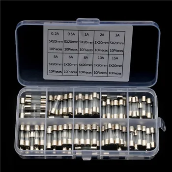 

100Pcs 5x20mm Glass Tube Fuse Set Car Electrical Quick Blow Glass Fast-blow Fuses Kit 0.2A/0.5A/2A/3A/5A/6A/8A/10A/15A 250V