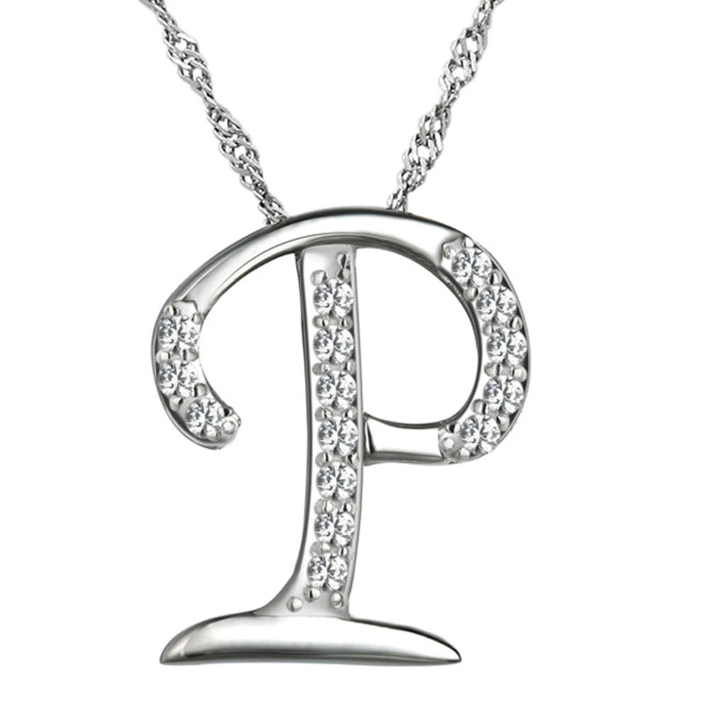 

Personalized Chic Letter P 925 Sterling Silver Name Pendant For Women