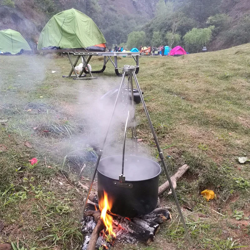 Al aire libre Camping olla de cocina banquete arroz cocinero portátil Picnic cocina fuego hacer sopa vajilla 6-8 personas olla colgante