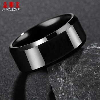 LOCA OFERTA ❤️ Auxauxme-Anillo de titanio negro para hombre, 8mm, anillos de boda simples, regalo para hombre, joyería de tamaño 5-13, envío directo - discount item 50% OFF Joyas y complementos