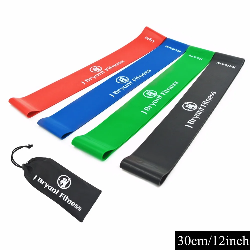 12 inch Long Enough Loop Resistance Band Set of 4 Levels Natural Latex