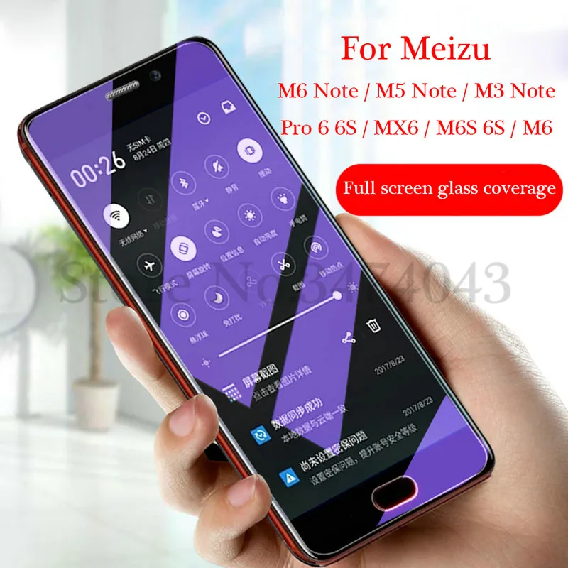 

Full Cover Tempered Glass For Meizu M3 M5 M6 Note Screen Protector For Meizu MX6 Pro 6 6s M6S Glass Protective Film Anti-Blu-ray