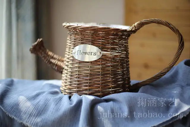 

Handmade wicker flower kettle-type flower pots