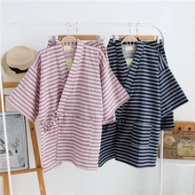 Японские кимоно с коротким рукавом Домашняя одежда мужские летние женские пижамы хлопковые двойные газовые пижамы Пары сна