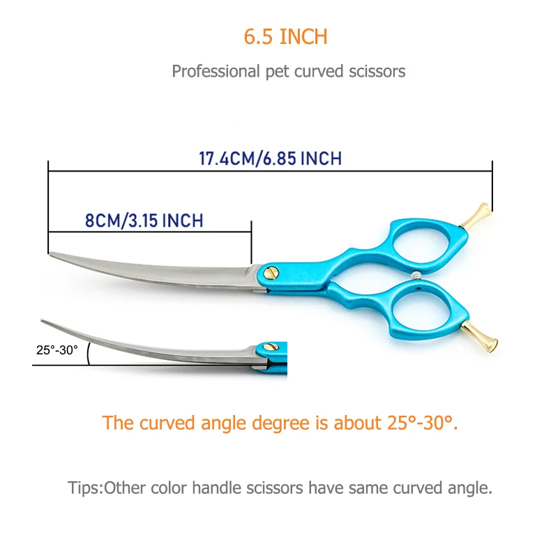 Профессиональные ножницы для ухода за собаками, изогнутые ножницы 6,5 дюймов, авиационная алюминиевая ручка, супер Япония, 440C Lyrebird, Новинка