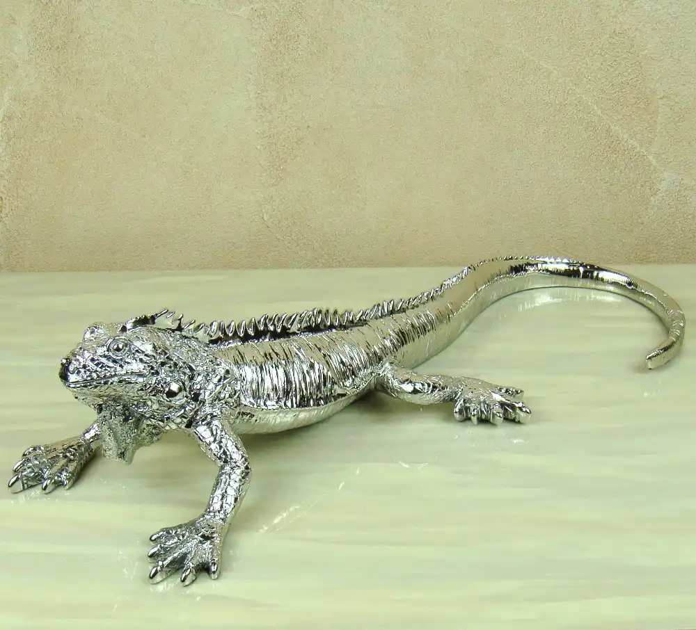 Perak Kadal Patung Dilapisi Resin Cabrite Patung Hewan Reptil