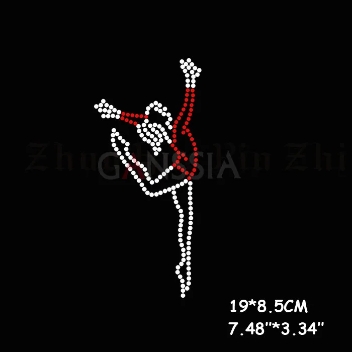 

6pcs/lot Elegant gymnast hotfix rhinestones Heat transfer design iron on motifs Rhinestone applique accessories(ss-1816)