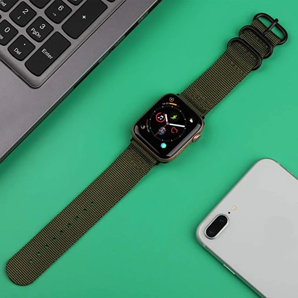 Лидер продаж нейлоновый ремешок для наручных часов для Apple Watch Series 4 5 42 мм 44 мм мягкий спортивный кожаный браслет 38 мм 40 мм, ремешок для наручных часов iwatch 1/2/3