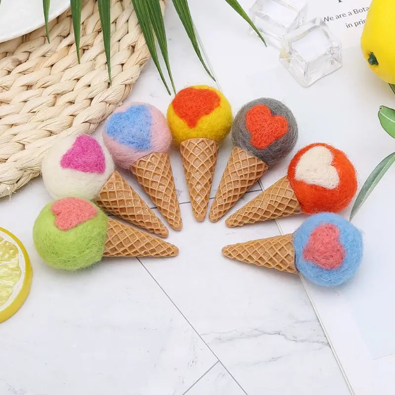 

Felt Ice Cream Photography Props Woolen Decoration DIY Crafts Handmade Baby Supplies Christmas Ornaments Heart Shape Photo