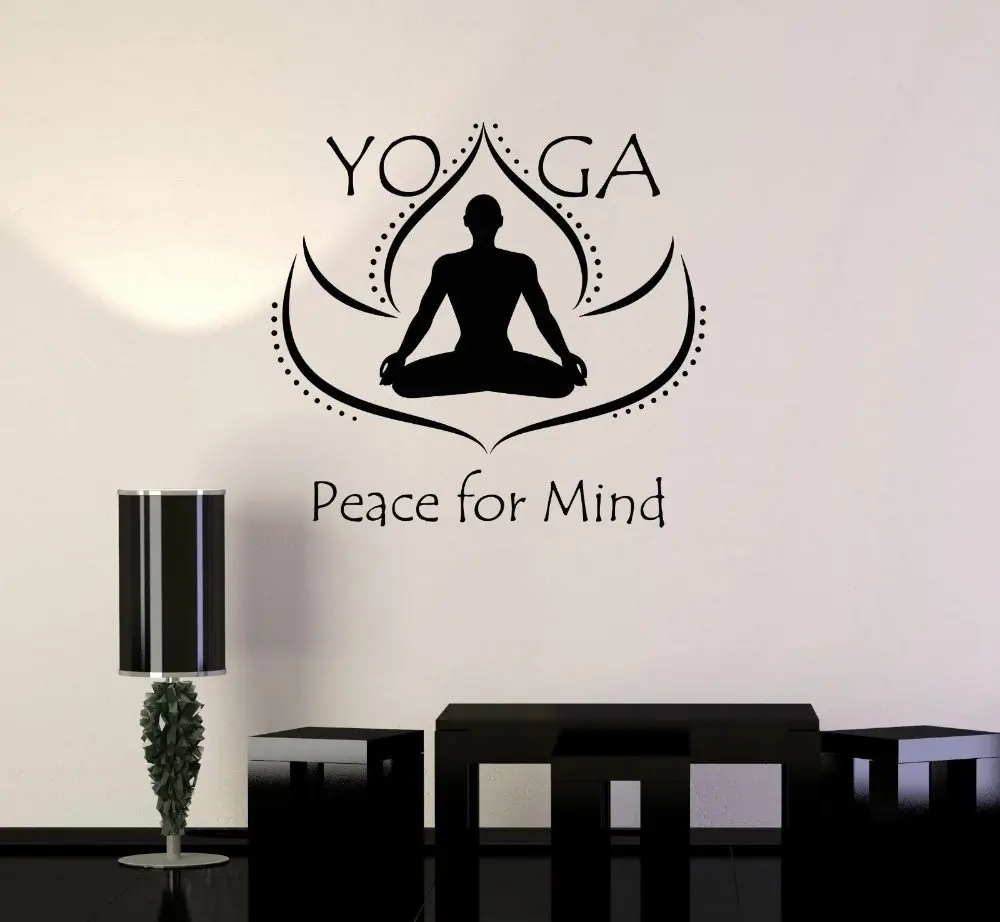 Man Yoga Wall Sticker Yoga Meditation Buddhism Quote Peace For Mind