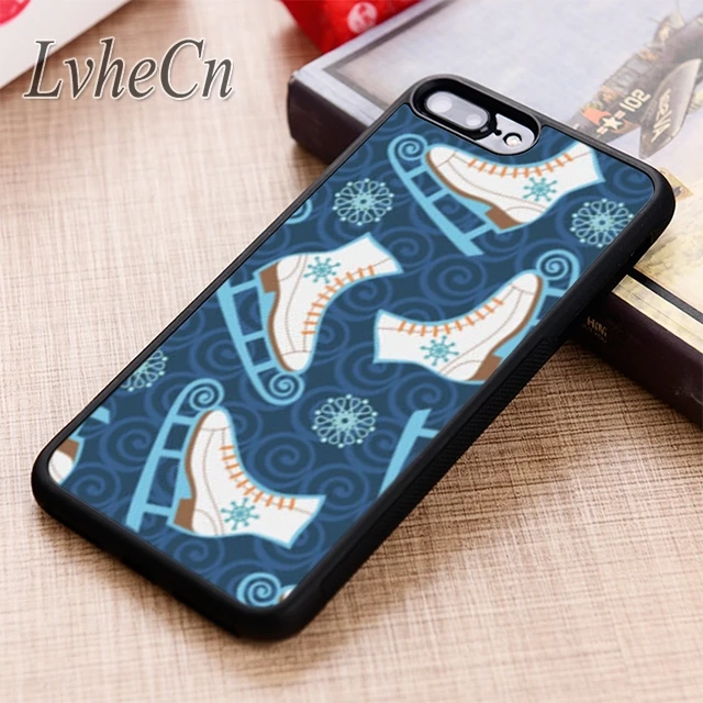 Чехол для телефона LvheCn Ice Skates на синем корпусе iPhone 5 6 6s 7 8 plus X XR XS max 11 12 Pro Samsung Galaxy S7