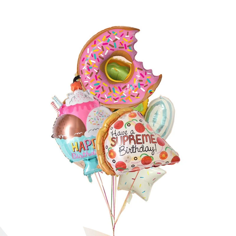 

1pcs Candy Pink Donuts Birthday Party Balloon Kits Sweet Boys Girls Pink Doughnut Foil Mylar Balloon inflatable balao Toy