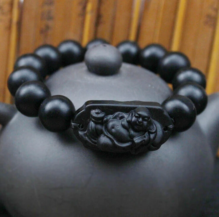 Прямая натуральный черный обсидиан резьба Pixiu Lucky Amulet кулон ожерелье или браслет для женщин мужчин Подвески