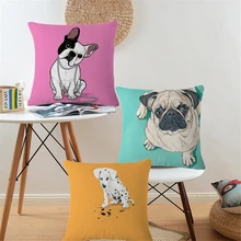 Dachshund Boston Bull Terrier Dog Animal Pug Pillow Nordic Cotton Linen Decorative Cushion Covers Sofa Throw Pillows Pouf b68