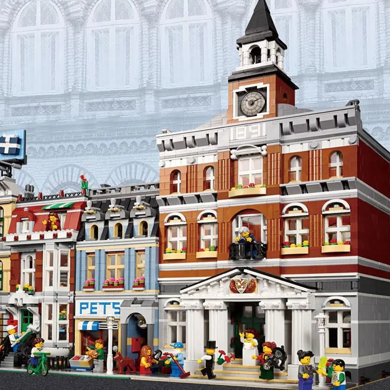 

New 2859Pcs 2018 LEPIN 15003 Kid's Toys The town hall Model Building Kits Building Blocks Bricks as Gift