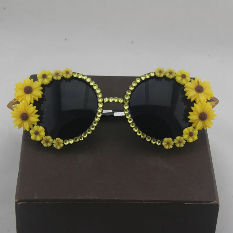 Женская дизайнерская брошь из горного хрусталя для девочек в стиле барокко хрустальные Солнцезащитные очки Ретро Декор цветочные солнечные очки летние пляжные очки