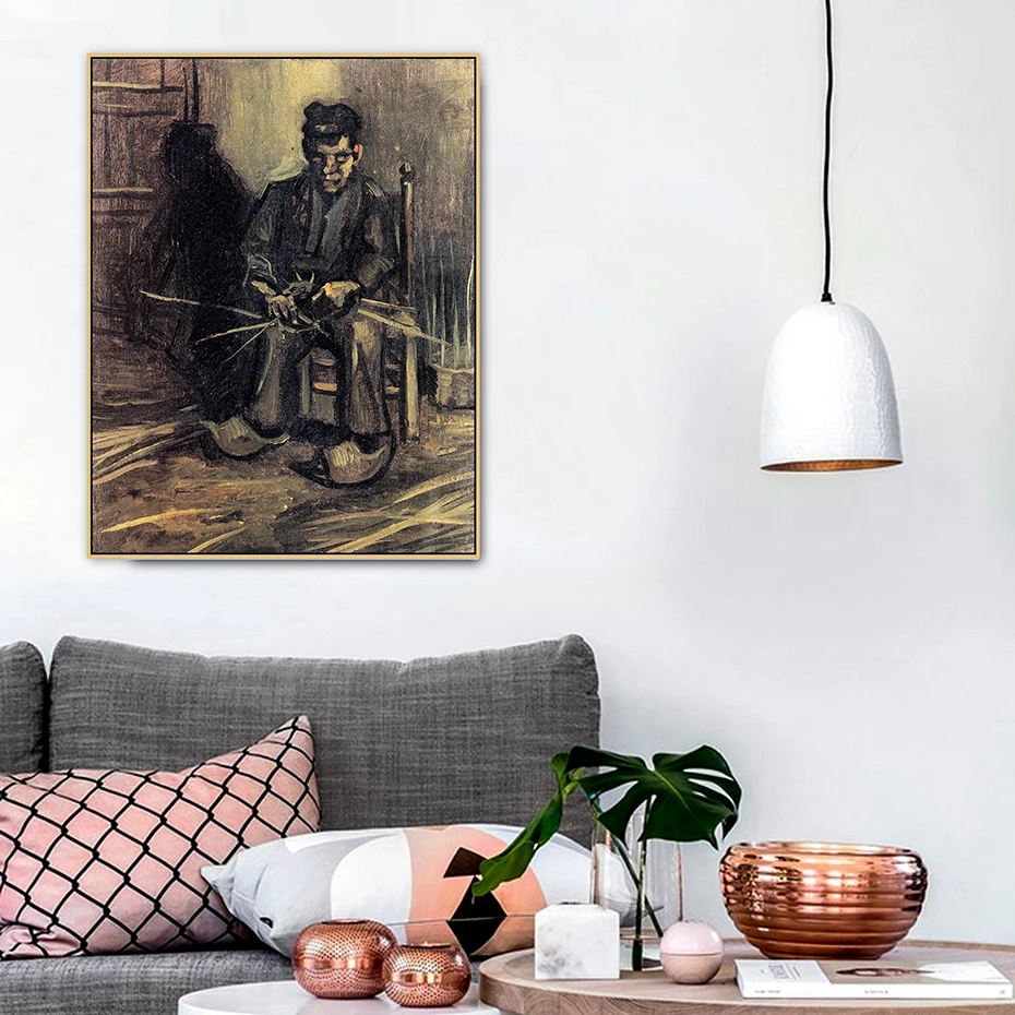 

Peasant Making a Basket Van Gogh Famous Master Artist Canvas Painting Poster Print Wall Art Pictures for Living Room Home Decor