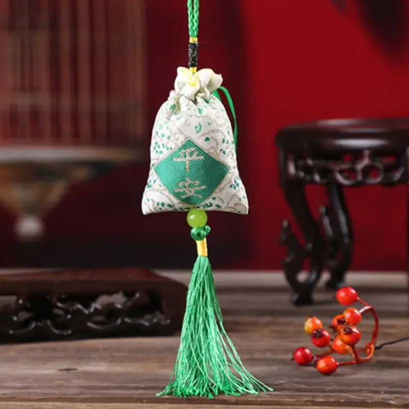 QIAOYAN автомобиль Висячие лаванды Саше сумка Традиционный китайский народный искусство напечатанное слово кисточки медицина специй аромат талисман