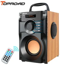 Toproad caixa de som portátil sem fio, alto falante bluetooth stereo com subwoofer graves suporte coluna rádio fm controle remoto aux usb