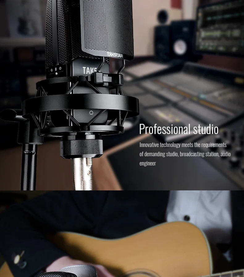 Takstar TAK55 высококачественный студийный Профессиональный записывающий микрофон двойная позолоченная диафрагма три полярных узора