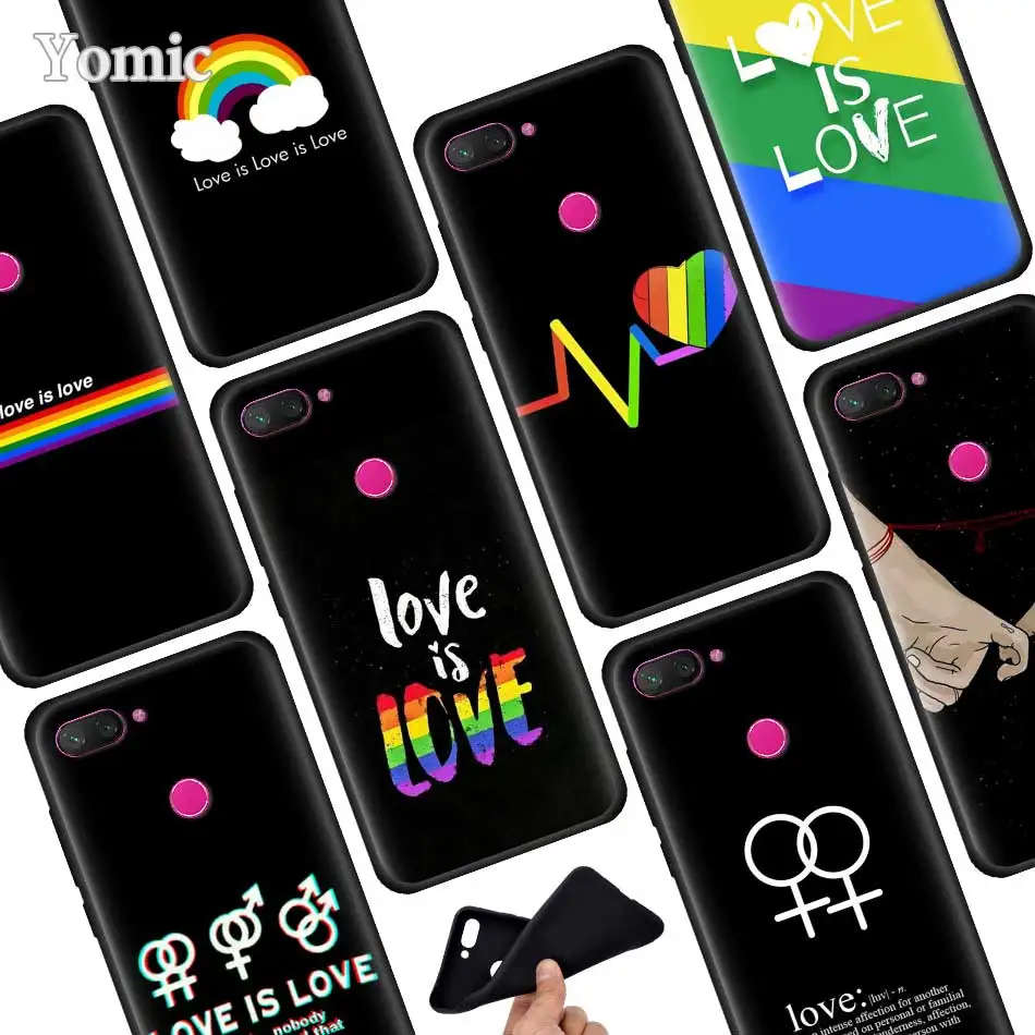 

Lesbian LGBT Rainbow Black Silicone Phone Case for Xiaomi 6X 5X Mi 8 A1 A2 Lite Poco F1 Mi Play Redmi 6 7 Pro Cover