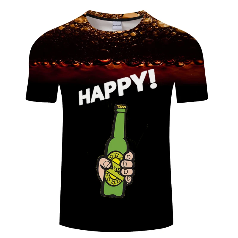 2019 nueva camiseta 3D para hombre de cerveza/hamburguesa/póquer хип-хоп O Воротник манга corta para hombre/Las Mujeres camise