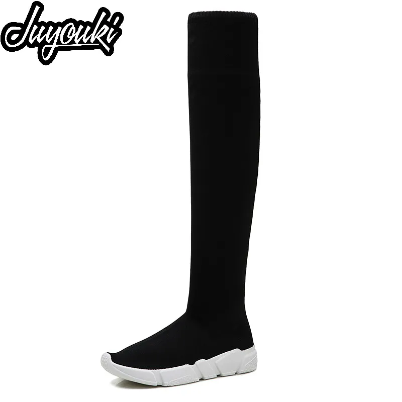 

Sycatree Women's Over The Knee Boots Long Shoes Girls 2019 New Thin Elastic High Women's Boots Flats Wild Sexy Socks Shoes