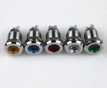

12mm LED metal switch 6V 12V 24V 220V 2 pin LED indication waterproof metal switch