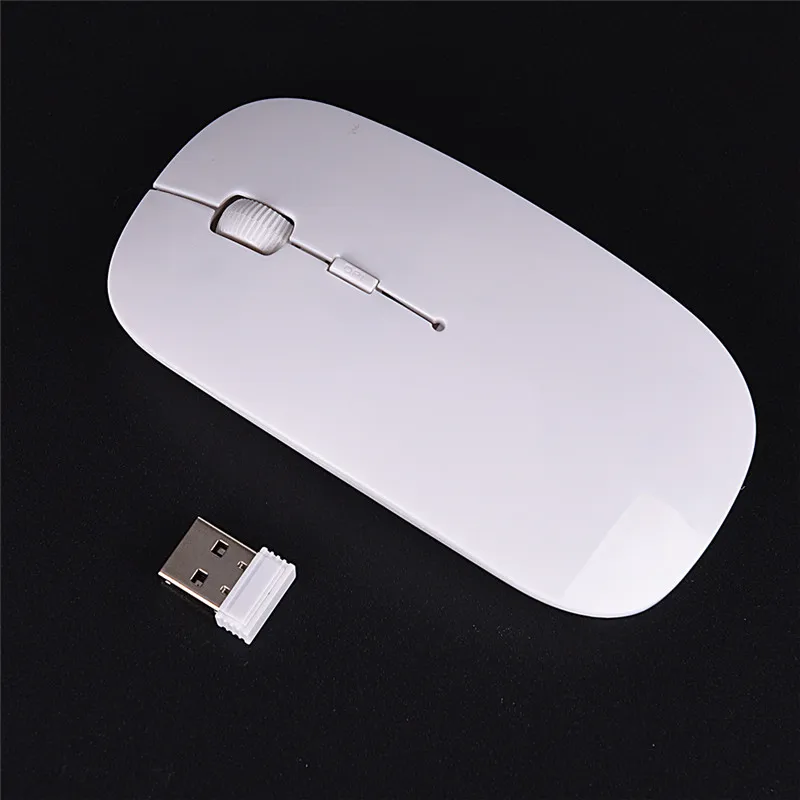 Brief Style White 2.4GHz Wireless Mouse USB Optical Scroll Mice For