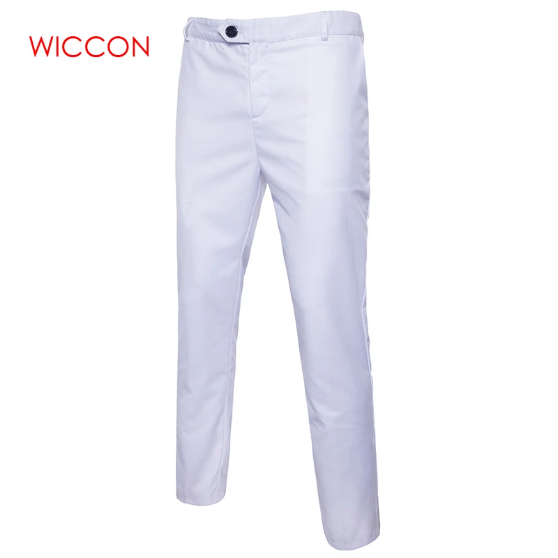 

2019 New Men's Formal Suit Trousers Black and White Solid Men Suit Trousers Size S-5XL Zipper Fly Smart Casual Suit Pants