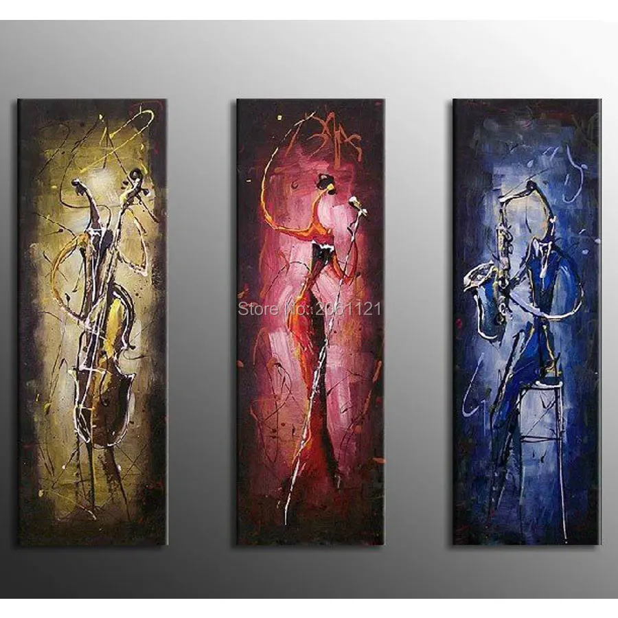 

3 panels abstract mural paint modern canvans oil painting wall art living room wall decorations musician dancer figure painting