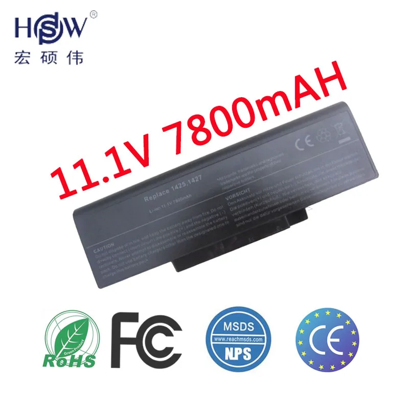 HSW 7800 мАч 9 ячеек Аккумулятор для ноутбука Dell Inspiron 1425 1427 1428 серии BATEL80L6 BATEL80L9 BATFL91L6 BATFT10L61