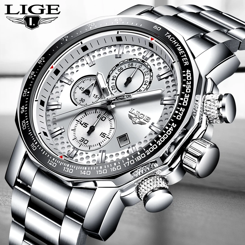 

New 2019 LIGE Mens Watches Top Brand Luxury Sport Quartz All Steel Male Clock Military Waterproof Chronograph Relogio Masculino