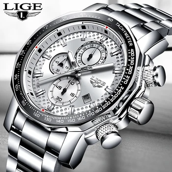 

New 2019 LIGE Mens Watches Top Brand Luxury Sport Quartz All Steel Male Clock Military Waterproof Chronograph Relogio Masculino