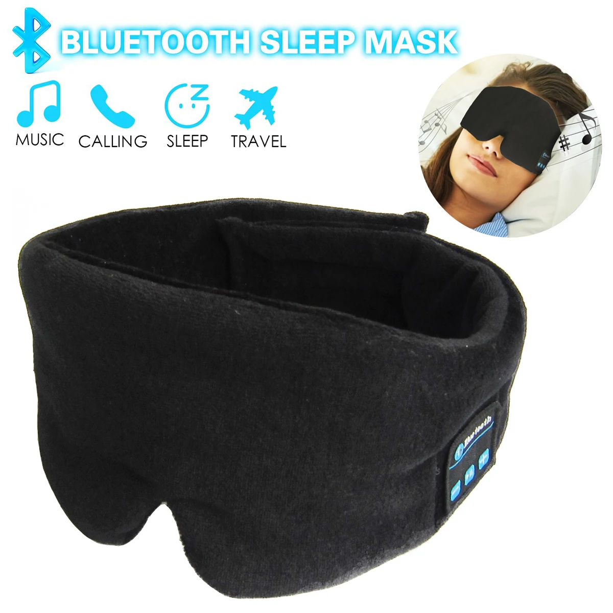 

Bluetooth Sleep Eye Mask Soft Velvet Sleeping Eye Shades Handsfree Wireless Music Travel Siesta Sleeping Men Women