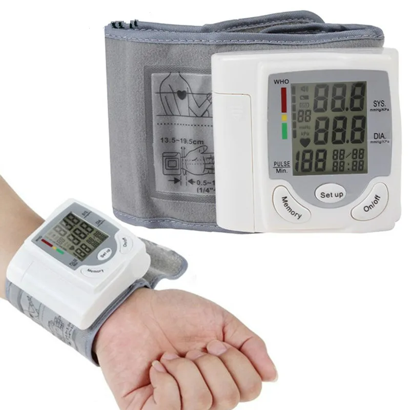 

New Health Care Monitor Automatic Digital LCD Display Wrist Blood Pressure Monitor Heart Beat Rate Pulse Meter Measure White
