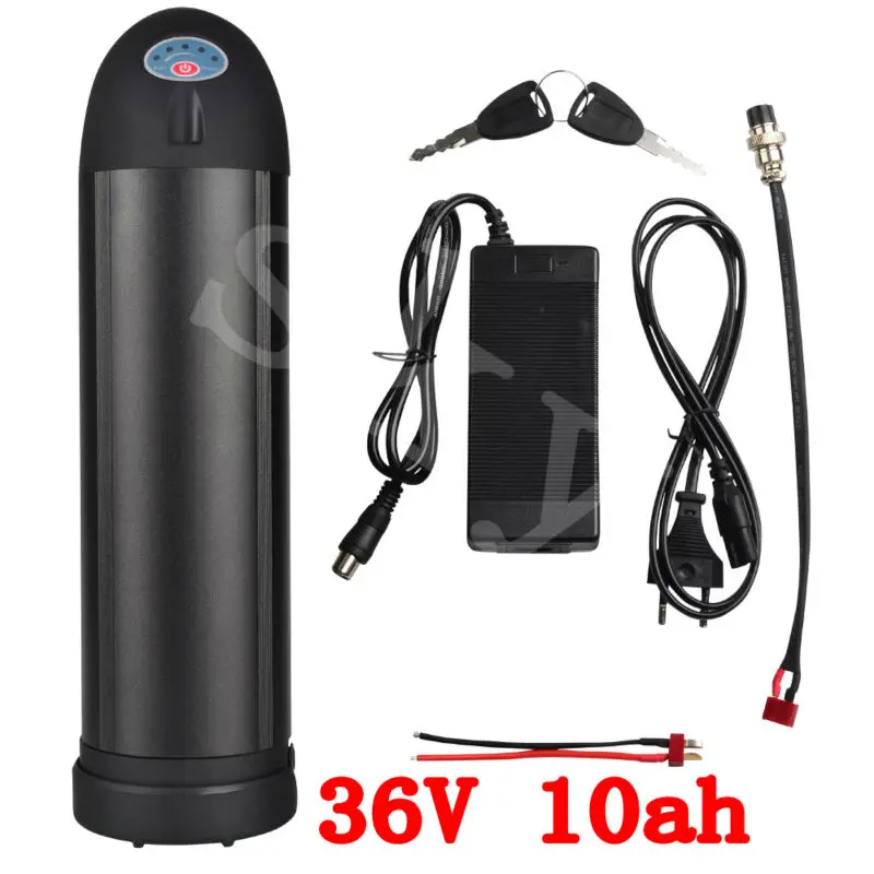 500W 36V Water Bottle battery 36V 10AH Electric bike battery lithium ion battery pack with 15A BMS 42V 2A charger free shipping