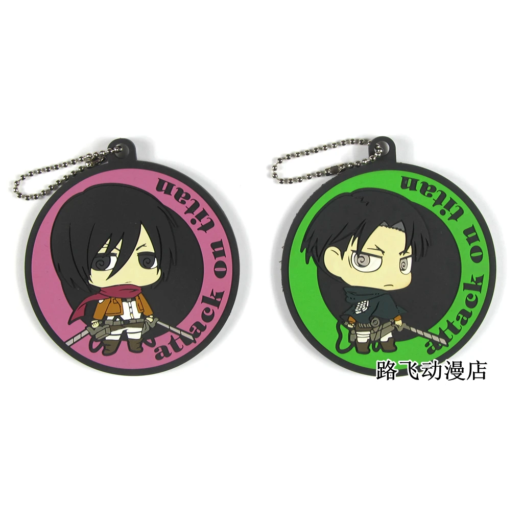 

Attack on Titan Mikasa Ackerman Levi Ackerman Anime Model Action Figure Mobile Phone Schoolbag Rubber Keychain Pendant 6cm