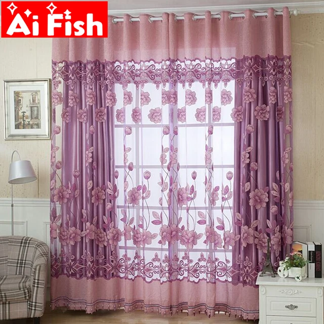 Luxury Fashion Style Semi Blackout Curtains Kitchen Window Luxury Fashion Style Semi Blackout Curtains Kitchen Window Purple Coffee Color Tulle For