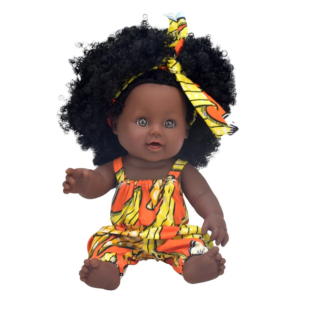 Африканская черная Детская кукла reborn girl 12 дюймов желтая boneca corpo inteiro de silicone reborn baby dolls поп реалистичные дети