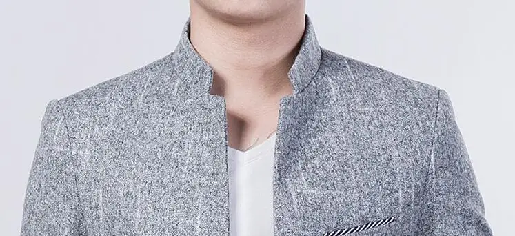 Высокое качество Блейзер Для мужчин Мода 2018 Весна Новый стенд воротник Повседневное Для мужчин s Блейзер корейский One Button Slim Fit Для Мужчин's